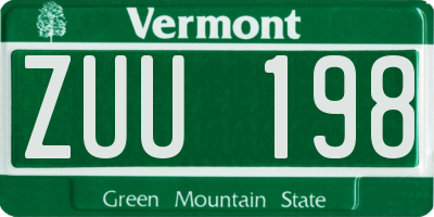 VT license plate ZUU198