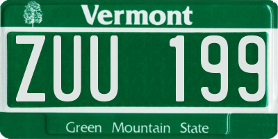VT license plate ZUU199