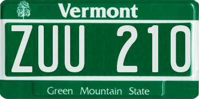 VT license plate ZUU210