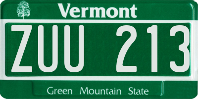 VT license plate ZUU213