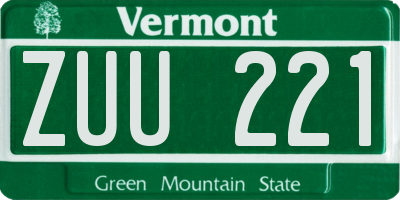 VT license plate ZUU221