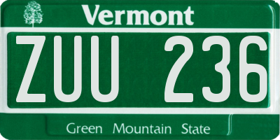 VT license plate ZUU236