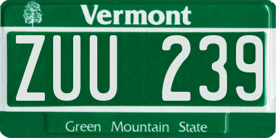 VT license plate ZUU239