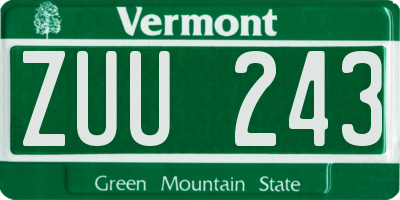 VT license plate ZUU243