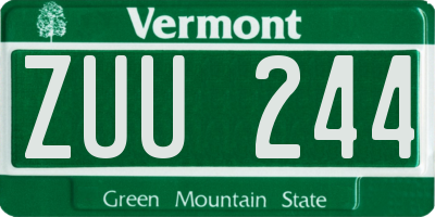 VT license plate ZUU244