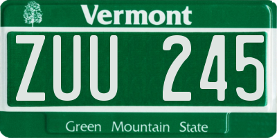 VT license plate ZUU245