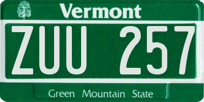 VT license plate ZUU257