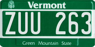 VT license plate ZUU263