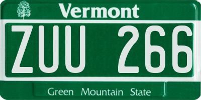 VT license plate ZUU266
