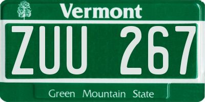 VT license plate ZUU267