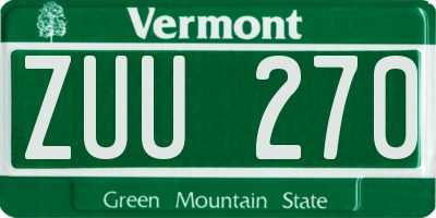 VT license plate ZUU270