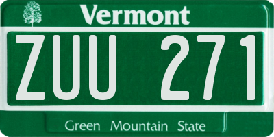 VT license plate ZUU271