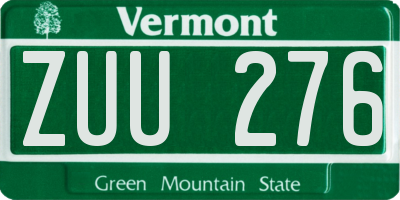 VT license plate ZUU276