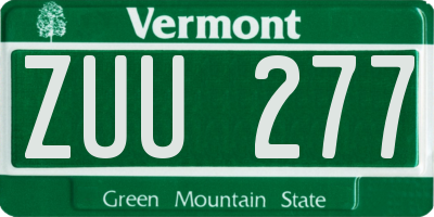 VT license plate ZUU277
