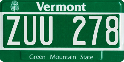 VT license plate ZUU278
