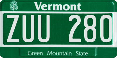VT license plate ZUU280