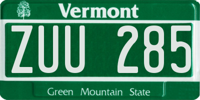 VT license plate ZUU285