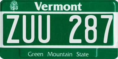 VT license plate ZUU287