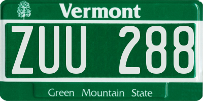 VT license plate ZUU288