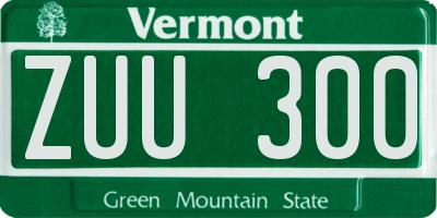 VT license plate ZUU300