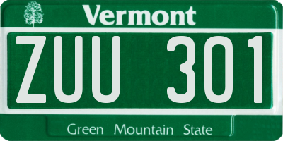 VT license plate ZUU301