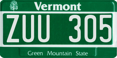 VT license plate ZUU305