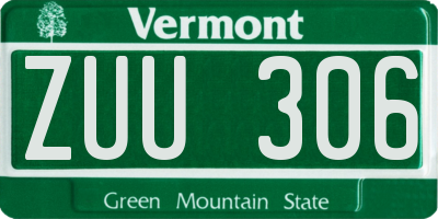 VT license plate ZUU306