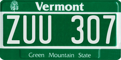 VT license plate ZUU307
