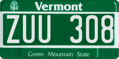 VT license plate ZUU308