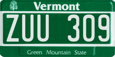 VT license plate ZUU309