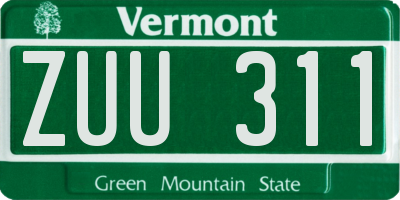 VT license plate ZUU311