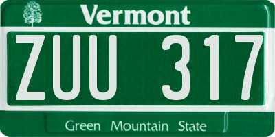 VT license plate ZUU317