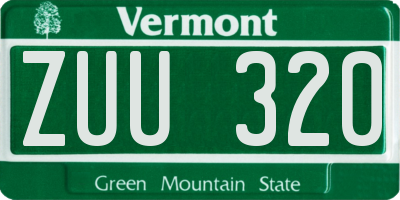 VT license plate ZUU320
