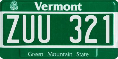 VT license plate ZUU321