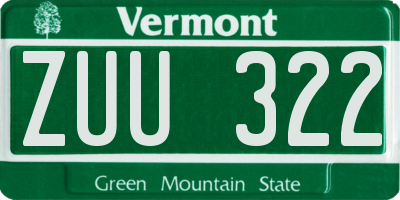 VT license plate ZUU322