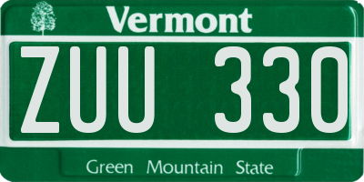 VT license plate ZUU330