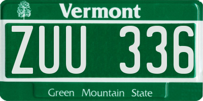 VT license plate ZUU336