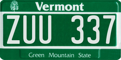 VT license plate ZUU337