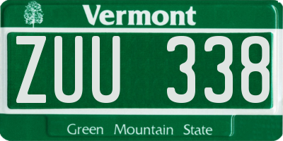 VT license plate ZUU338