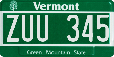 VT license plate ZUU345