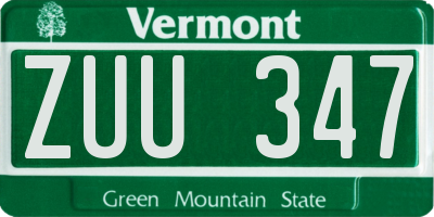 VT license plate ZUU347