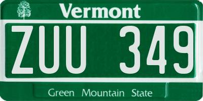 VT license plate ZUU349