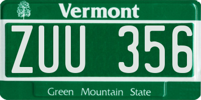 VT license plate ZUU356