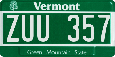 VT license plate ZUU357