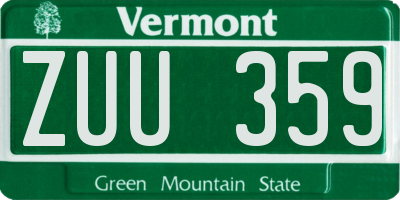 VT license plate ZUU359