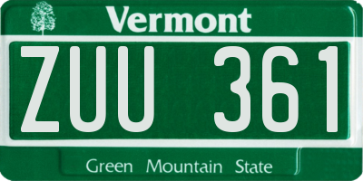 VT license plate ZUU361