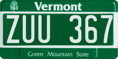 VT license plate ZUU367