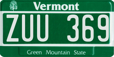 VT license plate ZUU369