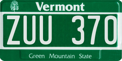 VT license plate ZUU370