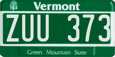 VT license plate ZUU373